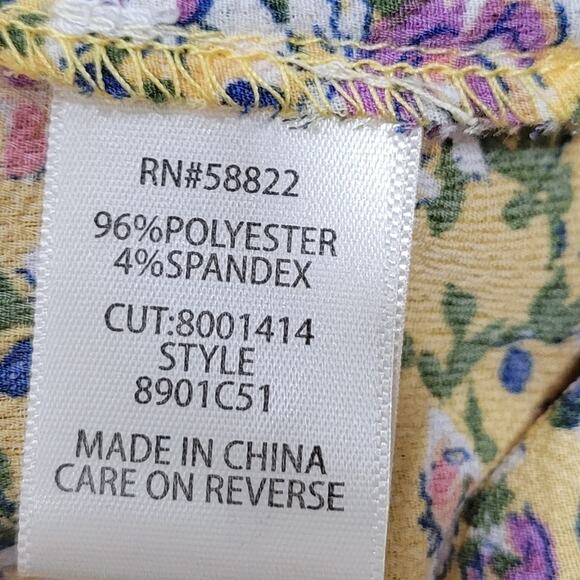 Max Studio Floral Ruffle Wrap Midi Dress High Low Hem Size Large - Picture 7 of 8